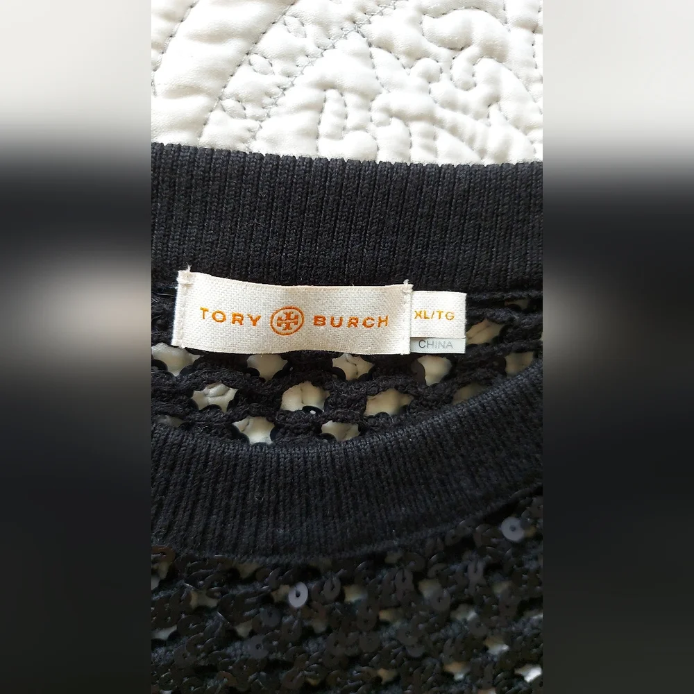 Tory Burch Lansing Merino Wool Jumper with Sequins — Size XL/TG